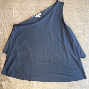 Halston Heritage Midnight Blue One Shoulder Tiered Blouse NWOT